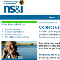 Screen shot of the National Savings and Investments website